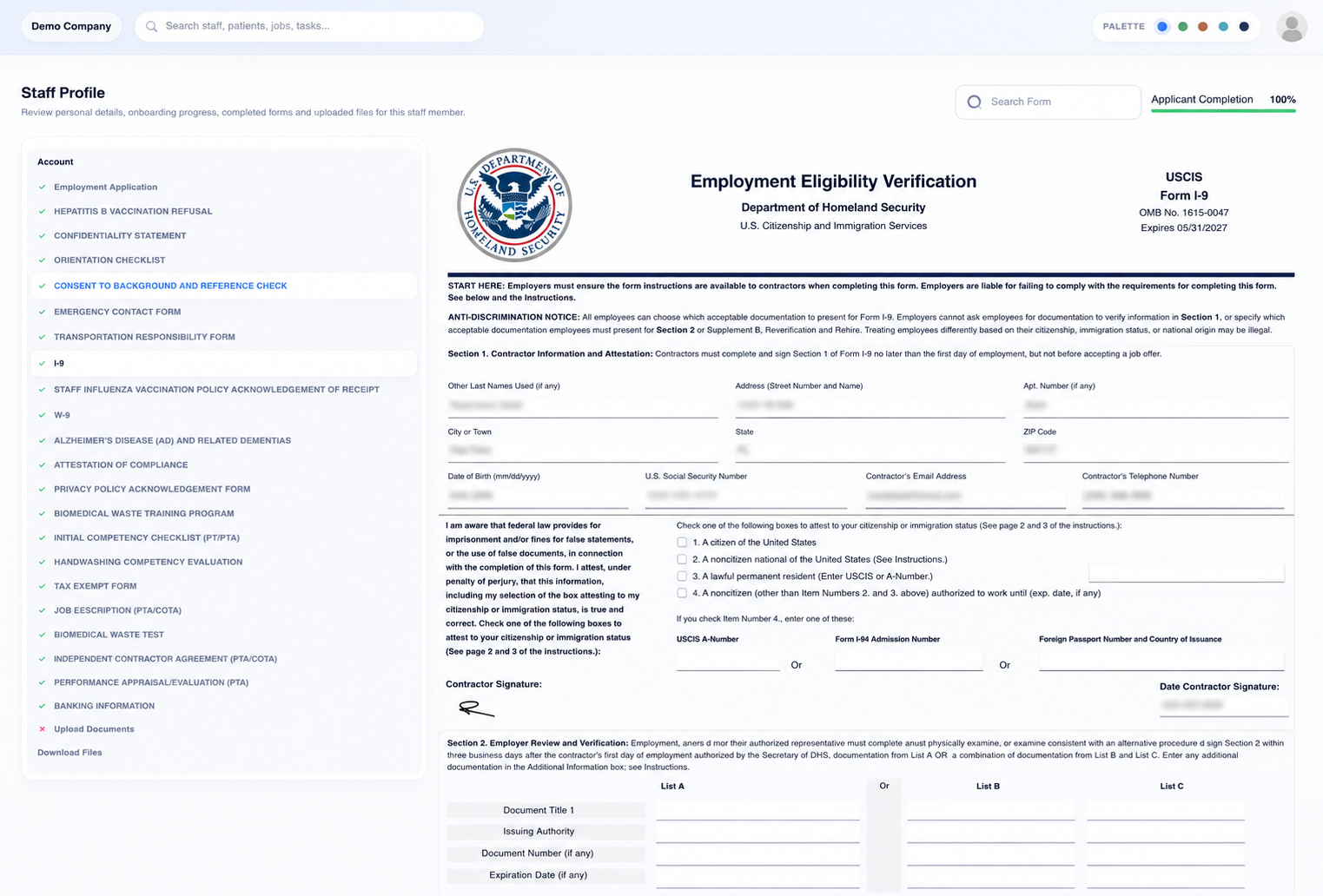 Staff document viewer screen