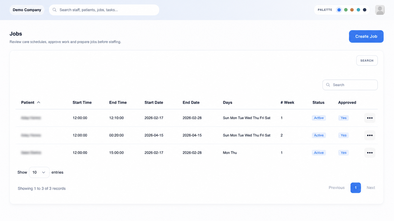 Jobs list screen
