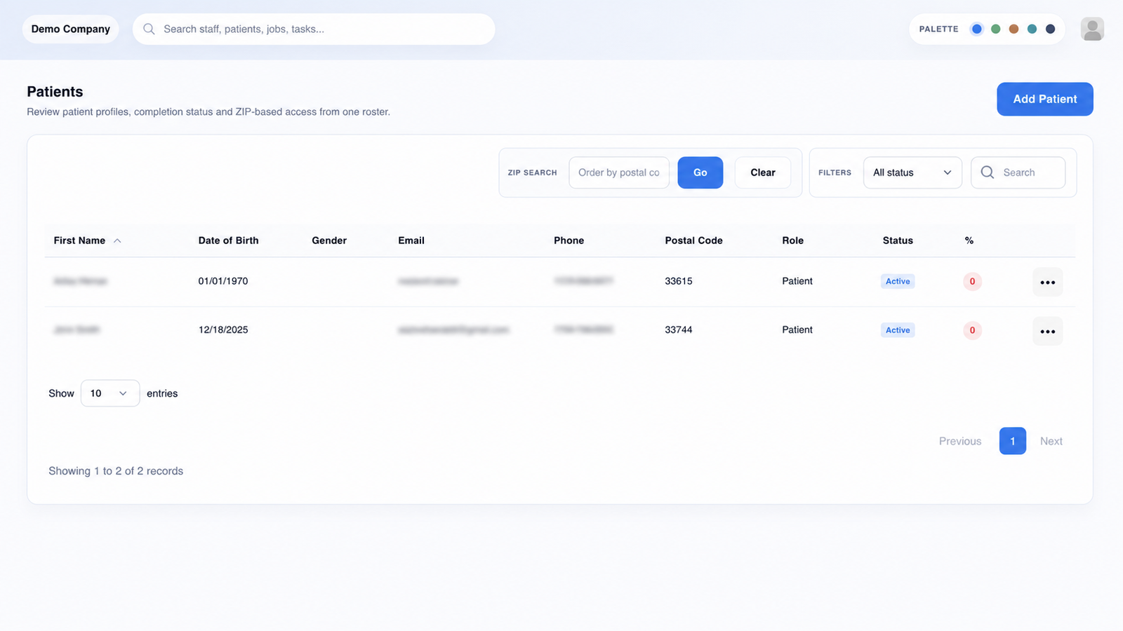 Patients list screen